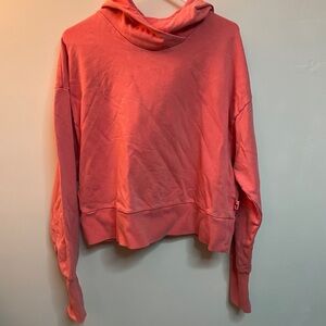 JoyLab Womens Cropped Hoodie Coral Pink French Terry Sweatshirt Size M